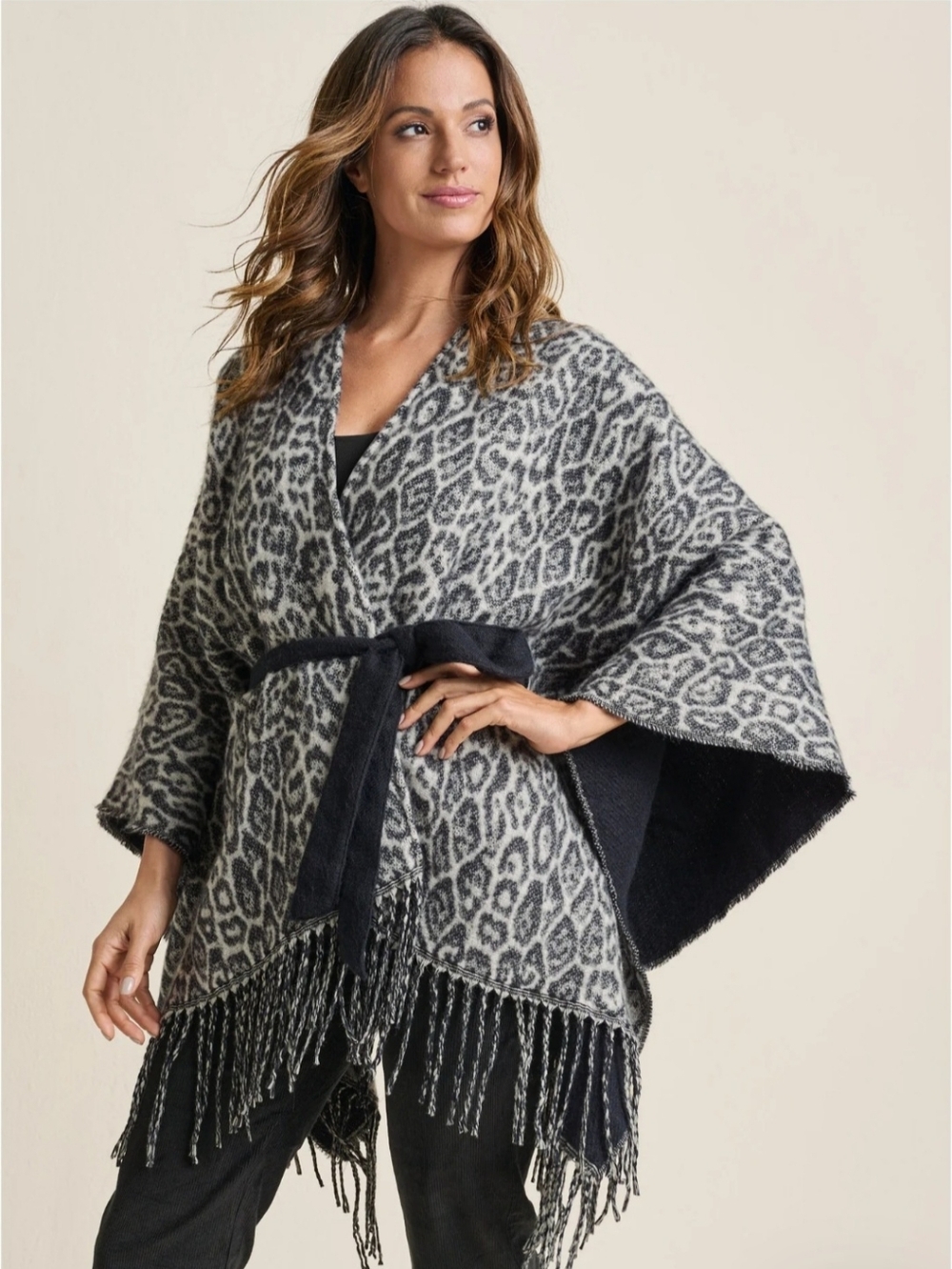 BNWT - Snow Leopard Wrap Knit Cape -